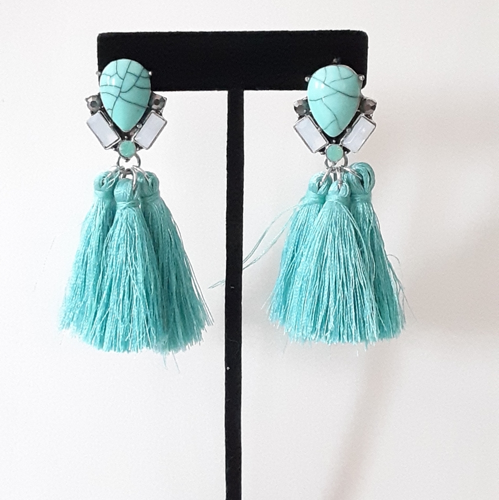 Turquoise Tassel Earrings